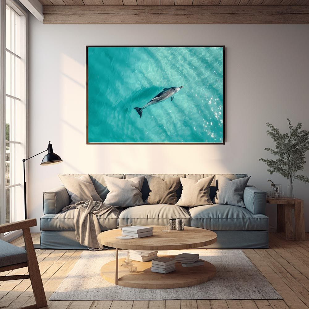 A2サイズ（約42x59cm）】【lh-poster-5854】イルカ 海 ブルー