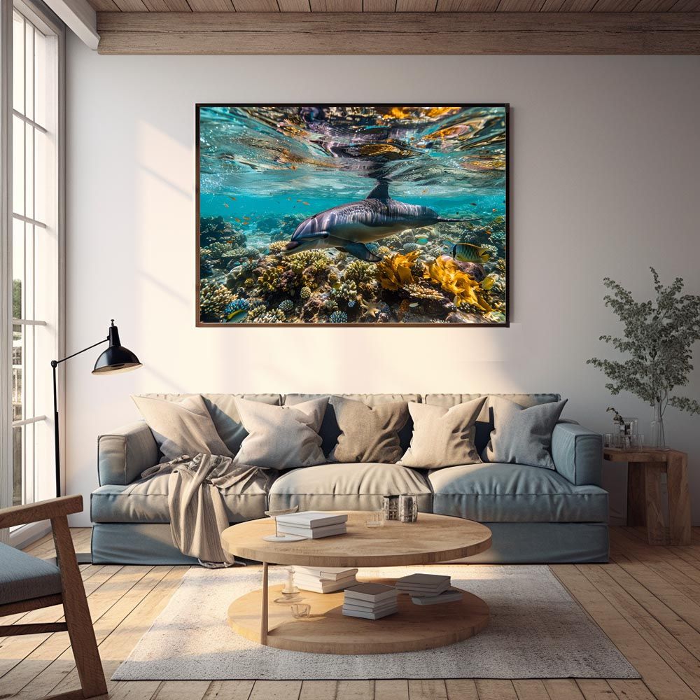 B2サイズ（約51x73cm）】【lh-poster-5856】イルカ 海 ブルー