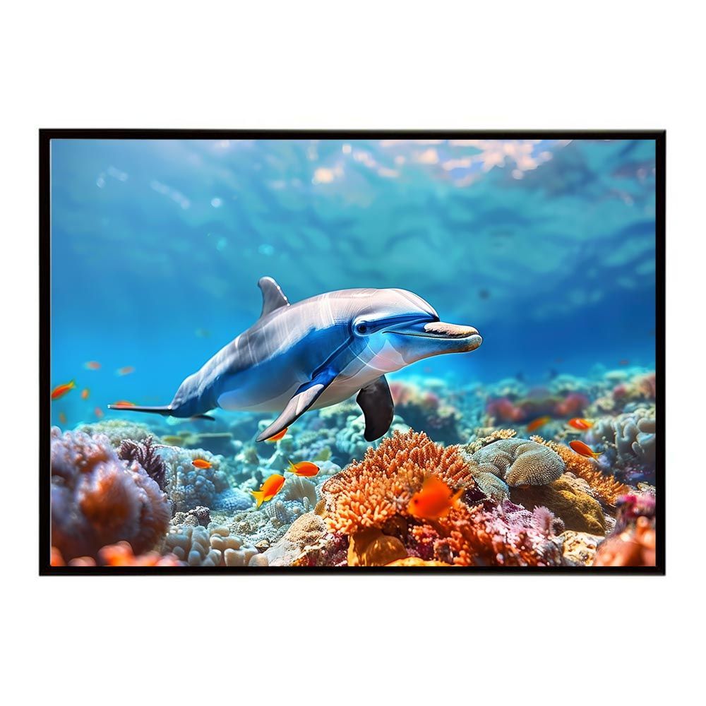 B2サイズ（約51x73cm）】【lh-poster-5857】イルカ 海 ブルー