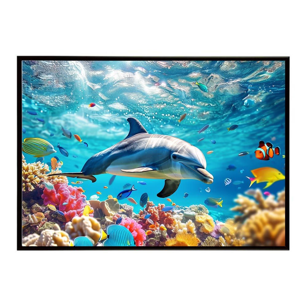 海の絵 A1サイズ（約59x84cm）】【lh-poster-5860】イルカ 海 ブルー