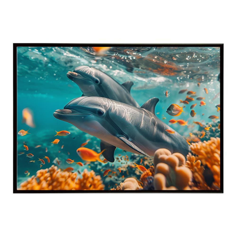 B2サイズ（約51x73cm）】【lh-poster-5870】イルカ 海 ブルー