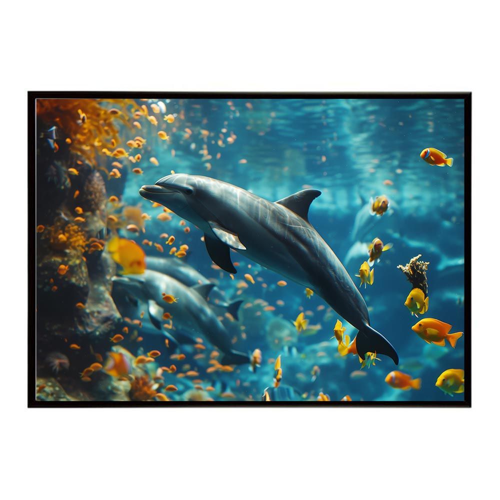 B2サイズ（約51x73cm）】【lh-poster-5875】イルカ 海 ブルー