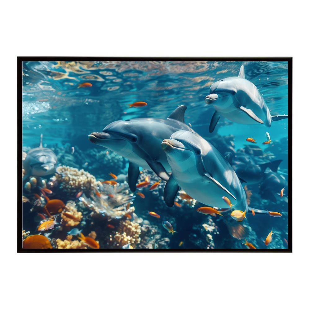 B2サイズ（約51x73cm）】【lh-poster-5818】イルカ 海 ブルー