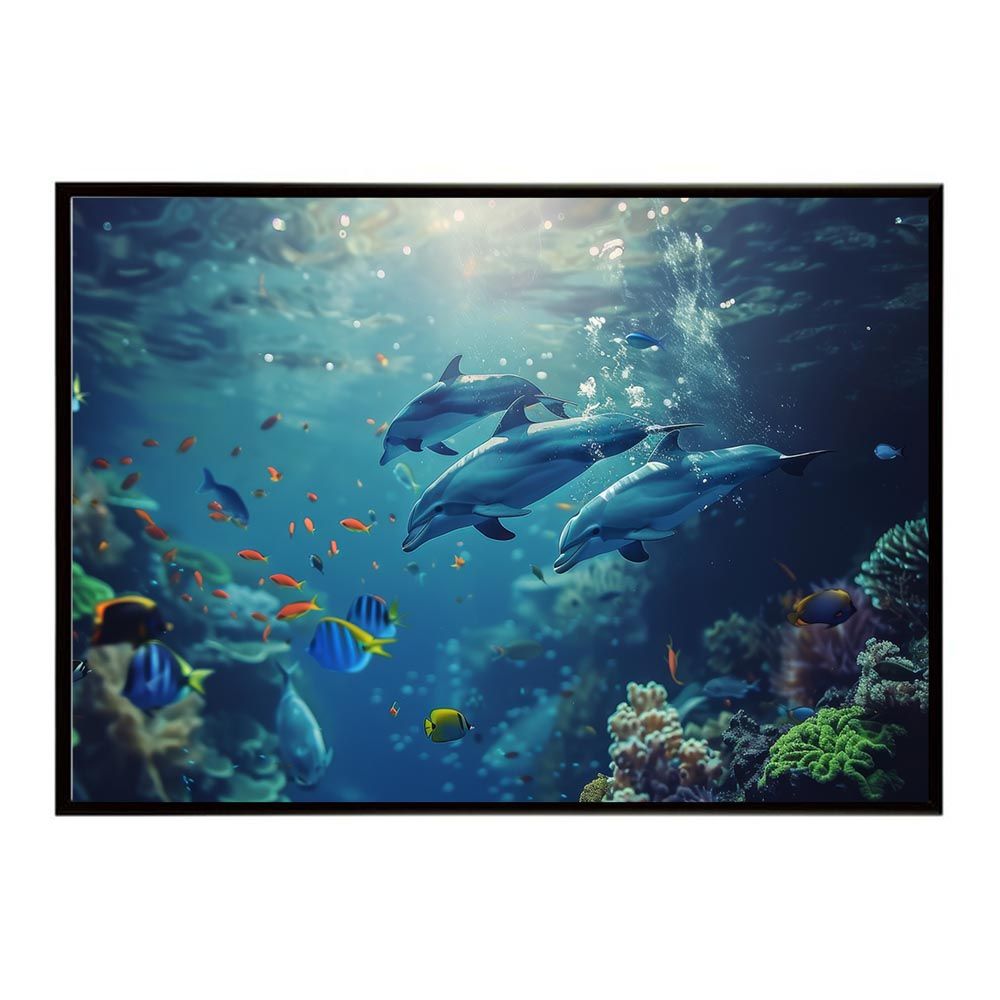 A2サイズ（約42x59cm）】【lh-poster-5881】イルカ 海 ブルー