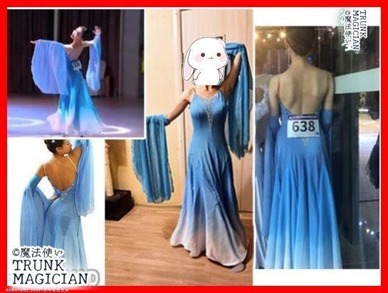  S_M 社交ダンスドレス パーティードレス グラデーション ドレス ダンス衣装 社交ダンス