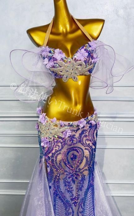 新品未使用】ベリーダンス衣装 ブラベルトスカートセット パープル