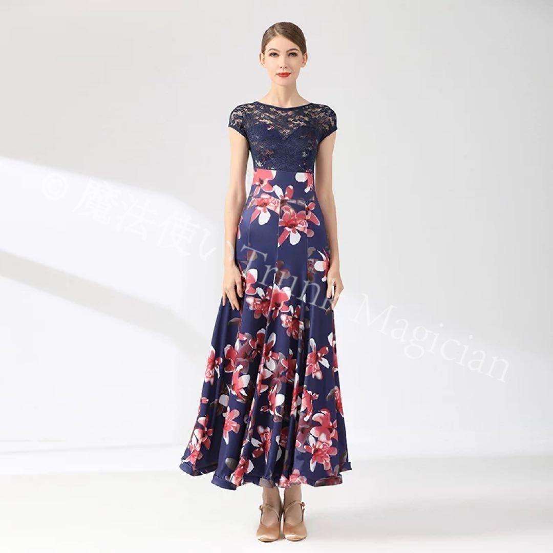 向け練習着 花柄ワンピースダンスパーティーにも