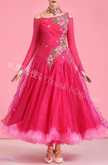 社交ダンスドレス ドレス モダンダンス 薔薇 オーダーメイド 撮影会 舞台 イベント