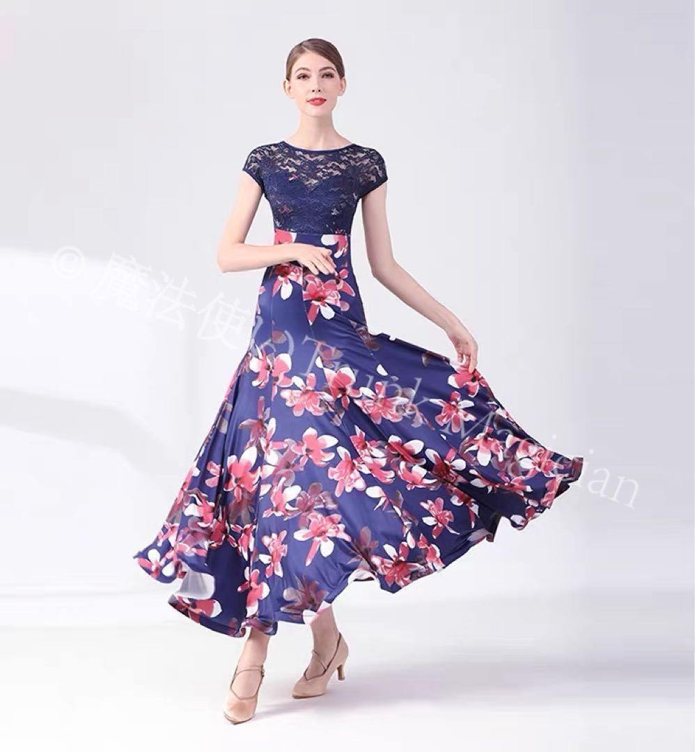  向け練習着 花柄ワンピースダンスパーティーにも レッスンウェア 社交ダンス