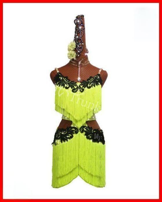 ラテンドレス ラテンワンピース ダンス衣装 グリーン オーダーメイド