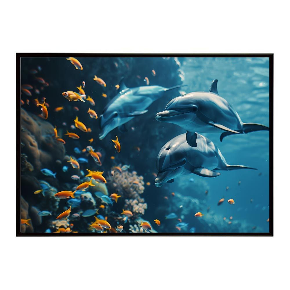 A1サイズ（約59x84cm）】【lh-poster-5891】イルカ 海 ブルー