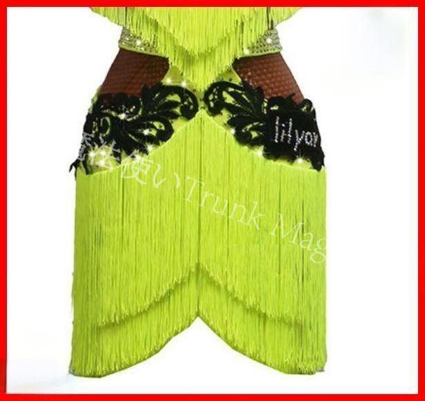  ラテンドレス ラテンワンピース ダンス衣装 グリーン オーダーメイド ドレス ダンス衣装 社交ダンス