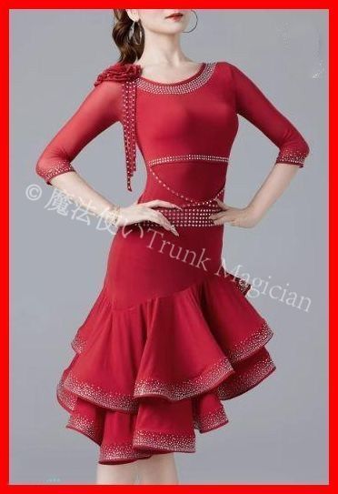 社交ダンスドレス ラテンドレス 競技 五分袖 オーダーメイド