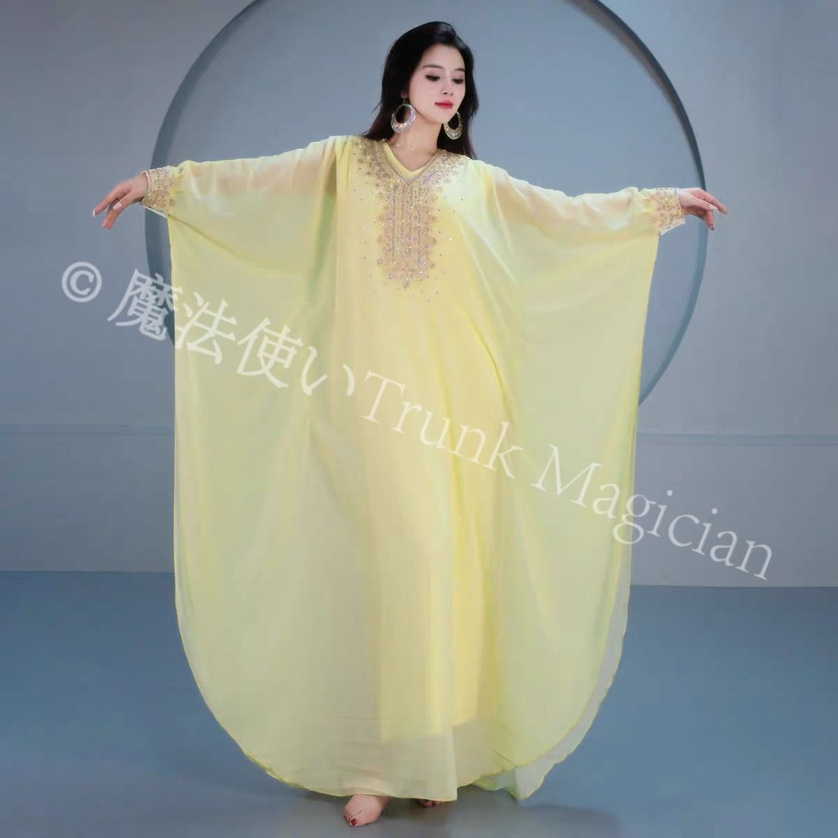 ハリージー ドレス ベリーダンス 競技会用 演技用 広袖 Khaleegy 競技ダンス衣装 パフォーマンスウェア 4 選択