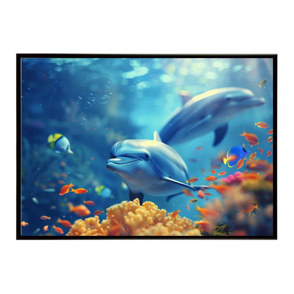 A3サイズ（約30×42cm）】【lh-poster-5894】イルカ 海 ブルー