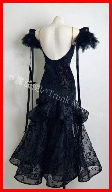 オーダーメイド 社交ダンス衣装 マーメイド ドレス 羽根フロート付