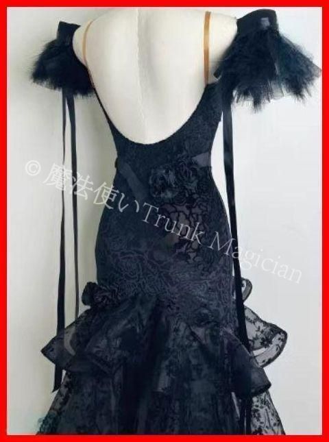 オーダーメイド　社交ダンス衣装　羽根 モダンダンス スタンダードドレス 新品未使用】オーダーメイド 社交ダンス衣装 スタンダードドレス 羽根