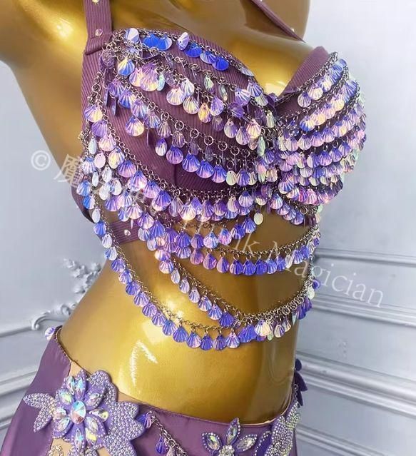  パープル ベリーダンス セットアップ セットアップ ベリーダンス