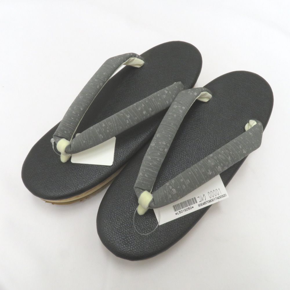 草履 ＥＶＡ使用 コルク草履 ブラック×グレー×ホワイト フリーサイズ 24.0ｃｍ 無地 夢衣