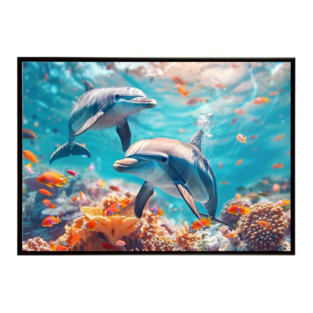 B2サイズ（約51x73cm）】【lh-poster-6075】イルカ 海 ブルー