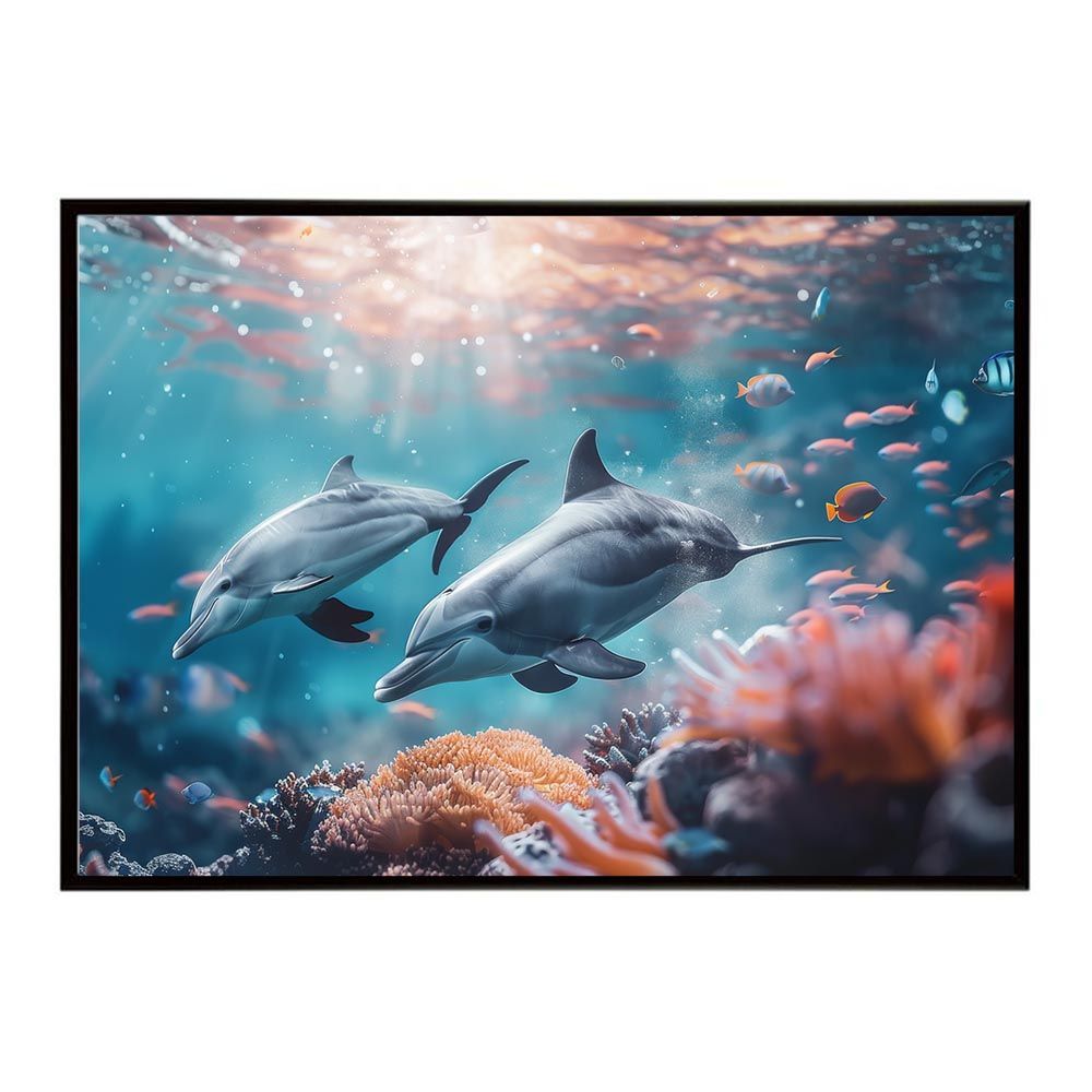 B2サイズ（約51x73cm）】【lh-poster-6019】イルカ 海 トップ ブルー