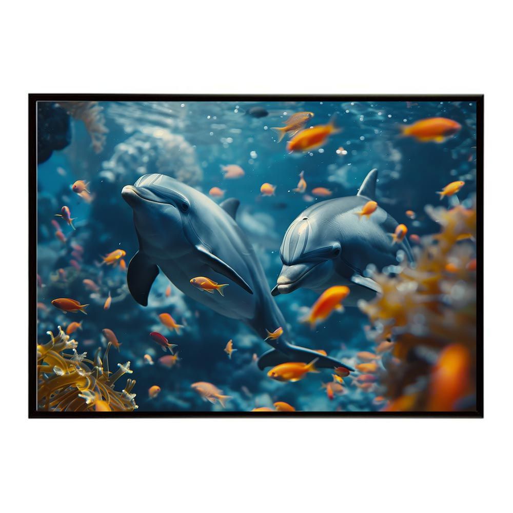【A1サイズ（約59x84cm）】【lh-poster-5908】イルカ 海 ブルー ドルフィン 夏 ポスター クジラ シャチ 水族館 水中 南国 ハワイ 自然 サーフ インテリア アート