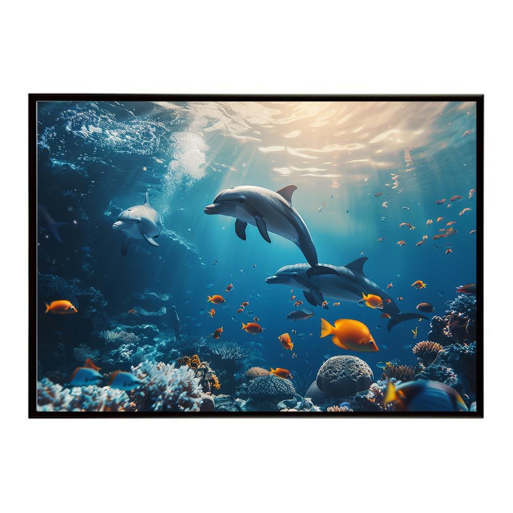 A2サイズ（約42x59cm）】【lh-poster-5910】イルカ 海 ブルー