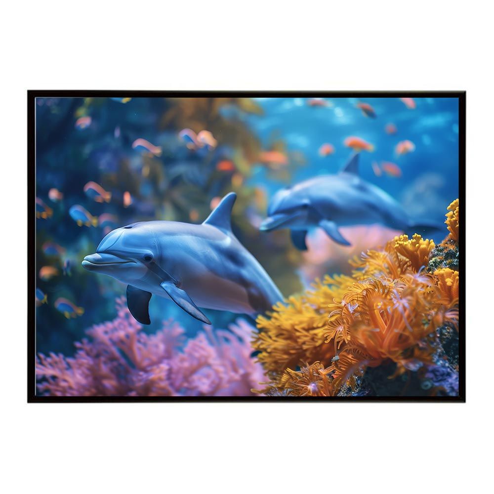 A1サイズ（約59x84cm）】【lh-poster-5913】イルカ 海 ブルー