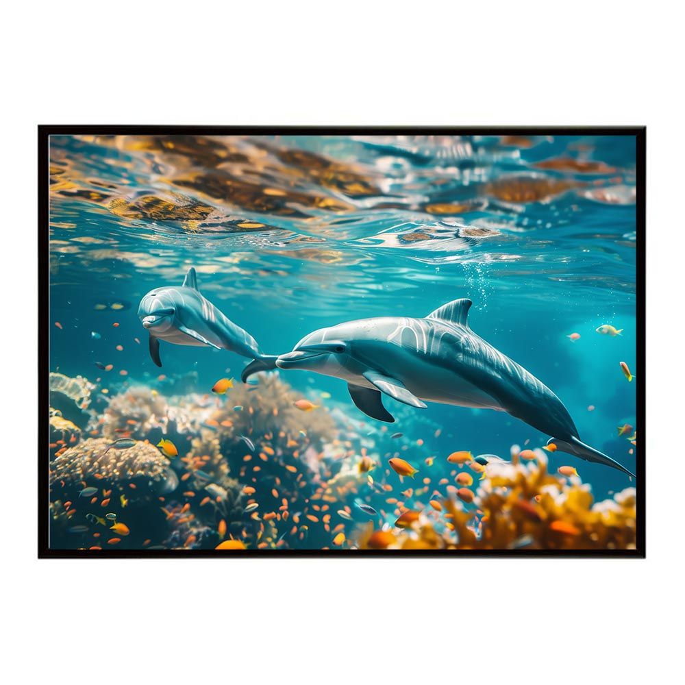 A1サイズ（約59x84cm）】【lh-poster-5924】イルカ 海 小売業者 ブルー