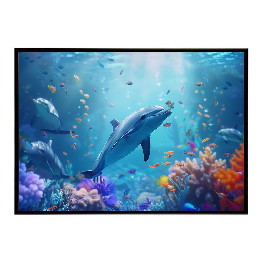 A1サイズ（約59x84cm）】【lh-poster-5944】イルカ 海 ブルー