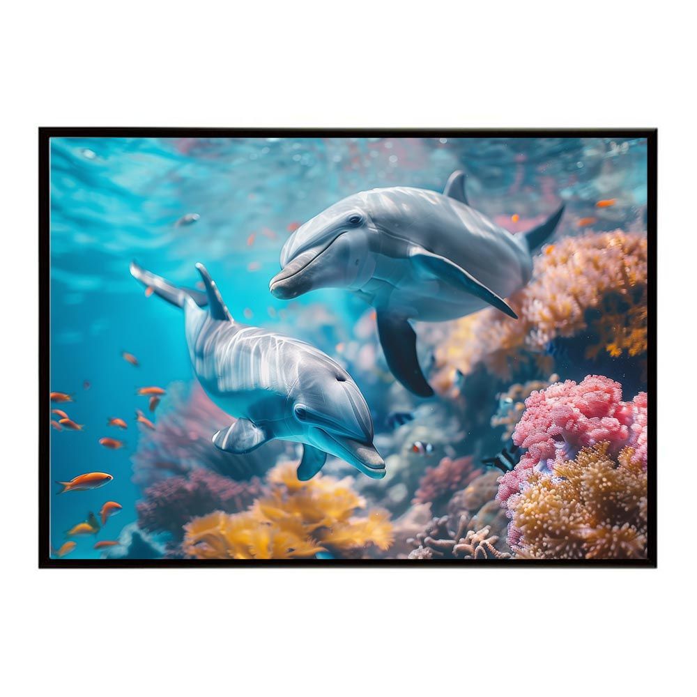 A1サイズ（約59x84cm）】【lh-poster-5935】イルカ 海 ブルー