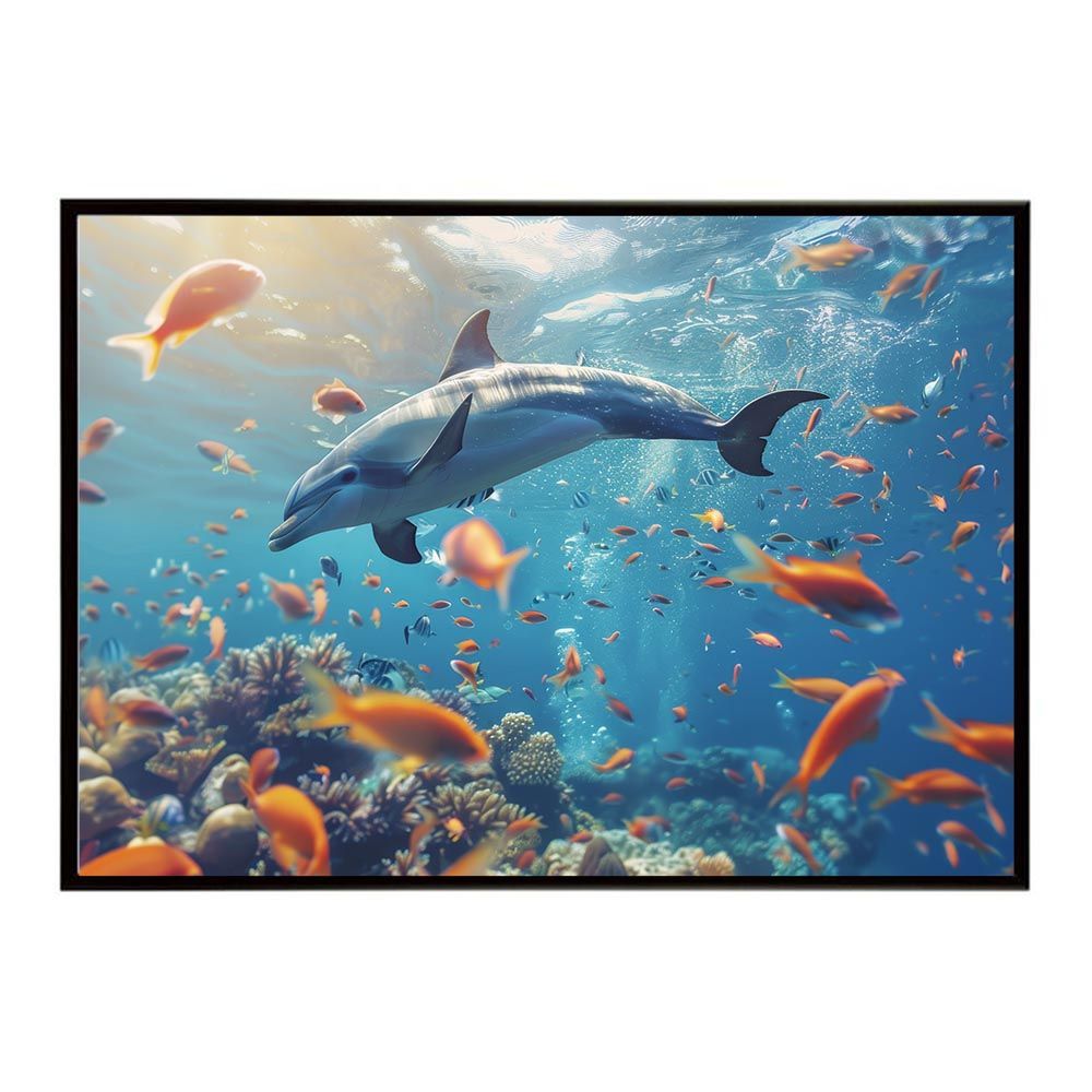 【B1サイズ（約73x103cm）】【lh-poster-5936】イルカ 海 ブルー ドルフィン 夏 ポスター クジラ シャチ 水族館 水中 南国 ハワイ 自然 サーフ インテリア アート