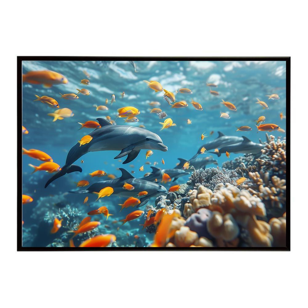 【A1サイズ（約59x84cm）】【lh-poster-5940】イルカ 海 ブルー ドルフィン 夏 ポスター クジラ シャチ 水族館 水中 南国 ハワイ 自然 サーフ インテリア アート