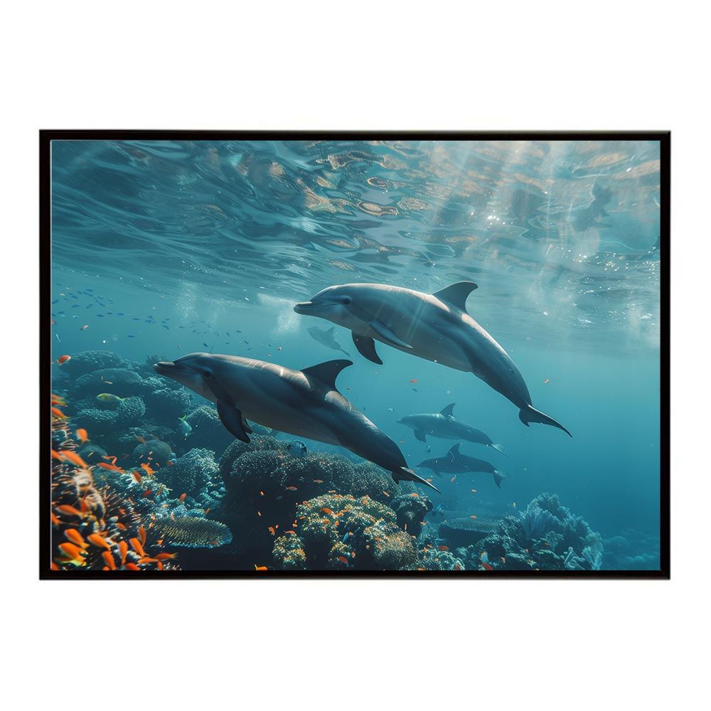 A2サイズ（約42x59cm）】【lh-poster-6117】イルカ 海 ブルー