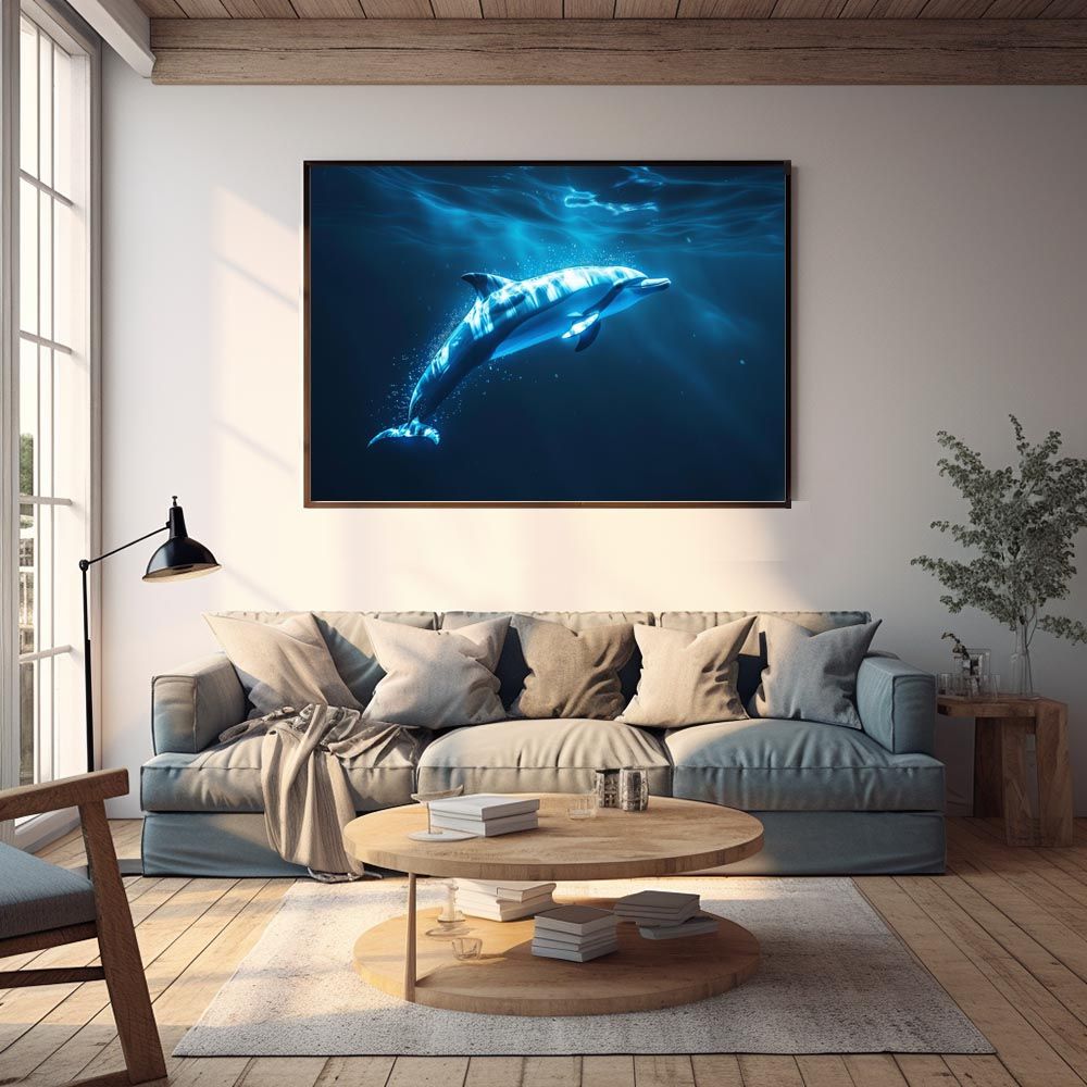 B1サイズ（約73x103cm）】【lh-poster-5954】イルカ 海 ブルー