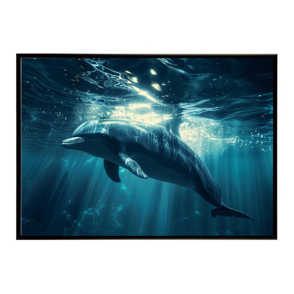 B4サイズ（約25x36cm）】【lh-poster-5955】イルカ 海 ブルー