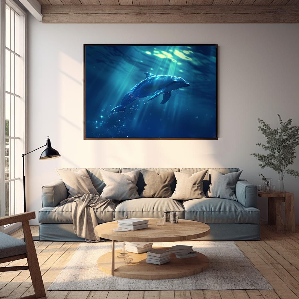 A1サイズ（約59x84cm）】【lh-poster-5956】イルカ 海 ブルー