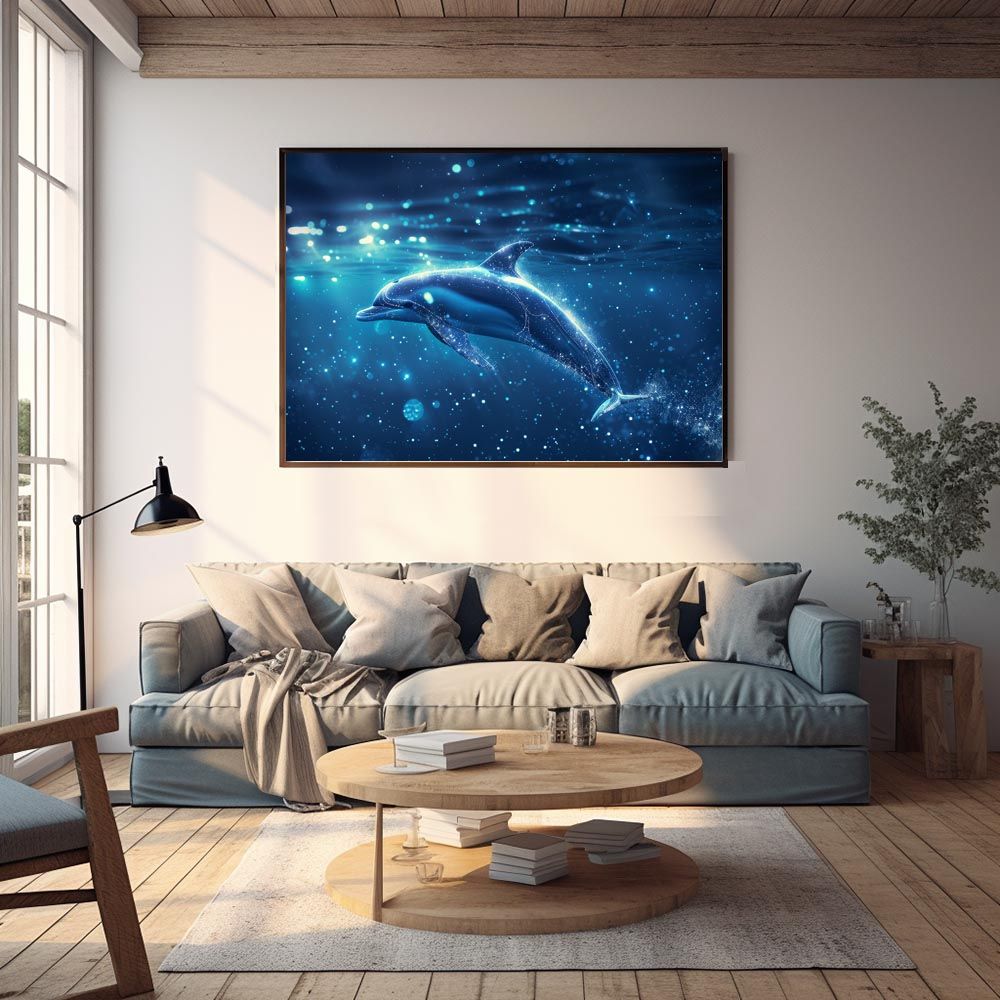 B2サイズ（約51x73cm）】【lh-poster-5965】イルカ 海 ブルー