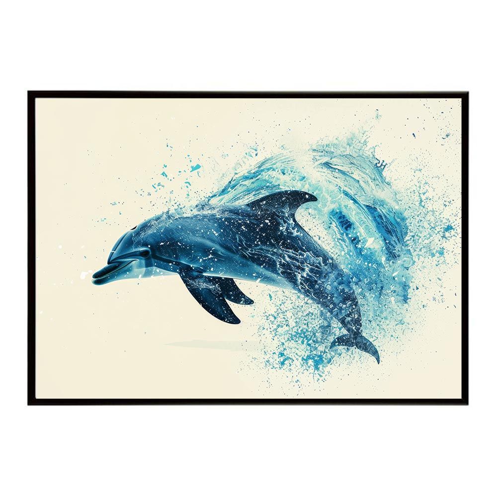 A3サイズ（約30×42cm）】【lh-poster-5980】イルカ 海 ブルー