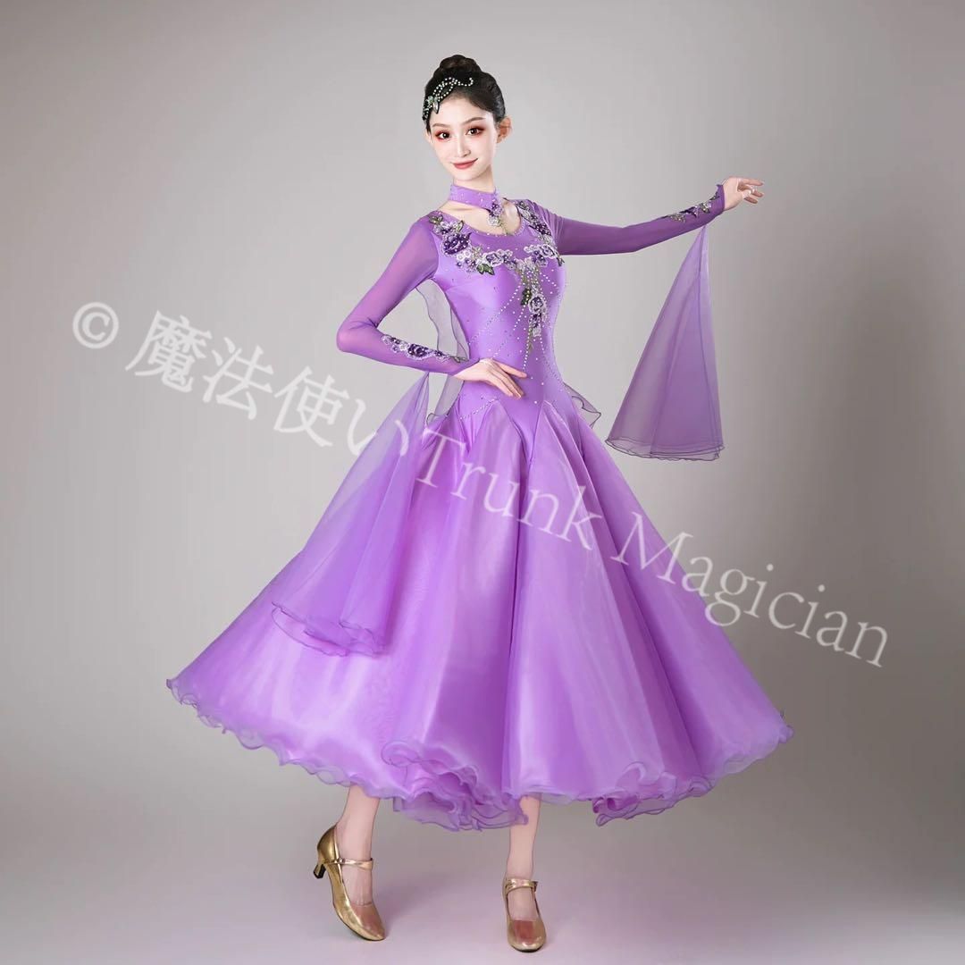 新品未使用】輝く石付きスタンダードドレス ダンスパーティーに華を