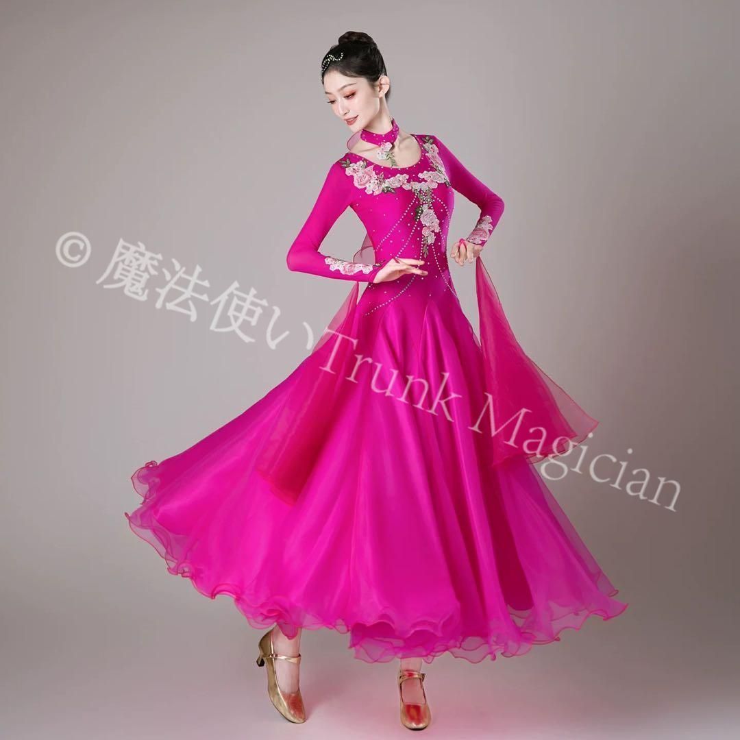 新品未使用】輝く石付きスタンダードドレス ダンスパーティーに華を