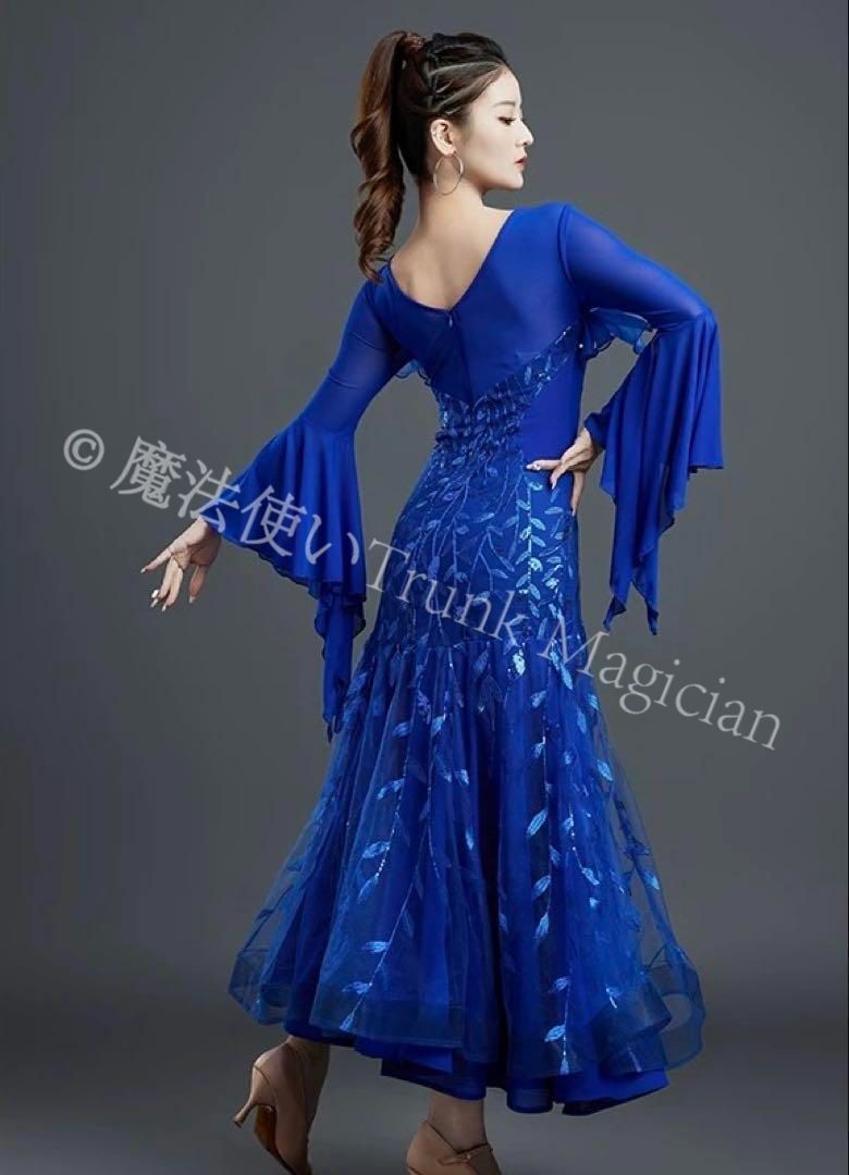 20発表会 競技会向き ドレス ブルー Mサイズ