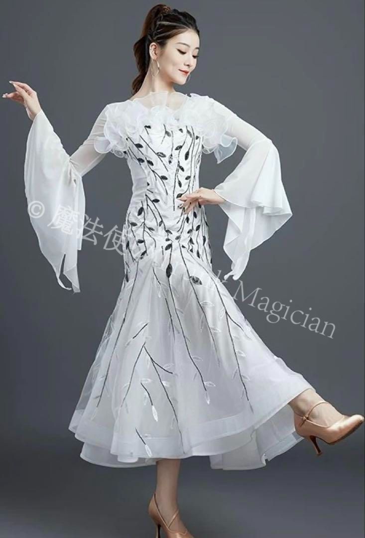  20発表会 競技会向き ドレス ブルー Mサイズ ドレス ダンス衣装 社交ダンス