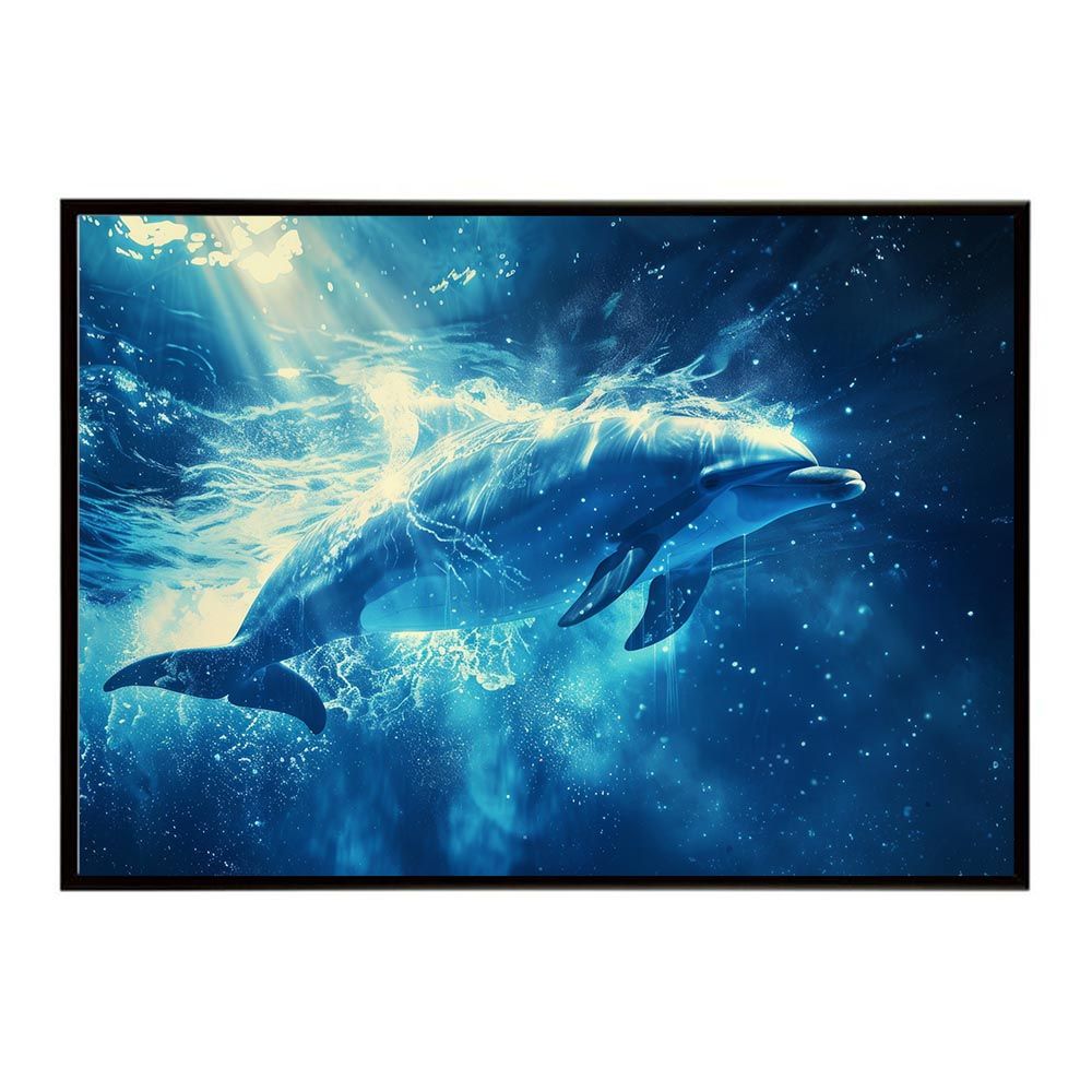 B2サイズ（約51x73cm）】【lh-poster-5875】イルカ 海 ブルー