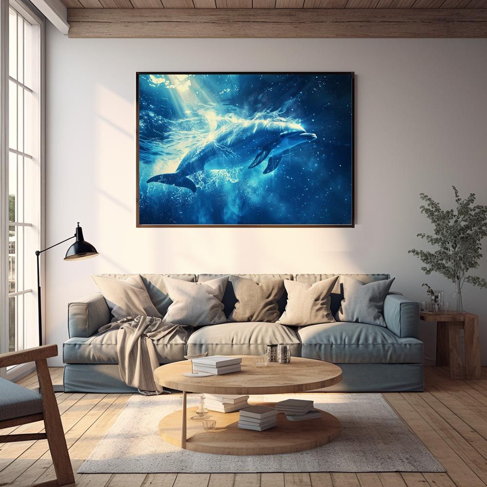 B2サイズ（約51x73cm）】【lh-poster-5986】イルカ 海 ブルー