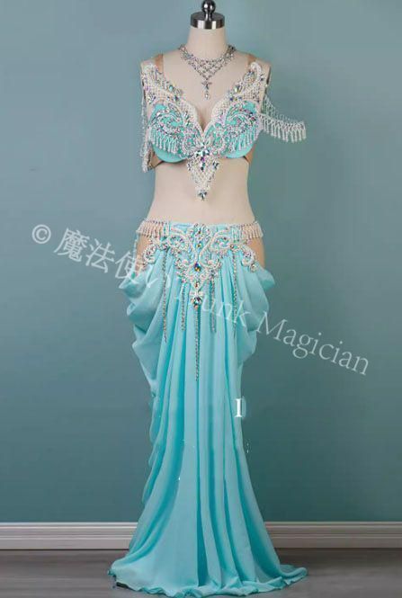 ♥ ベリーダンス衣装 セットアップ ブラスカート色変更可 豪華 オーダーメイド