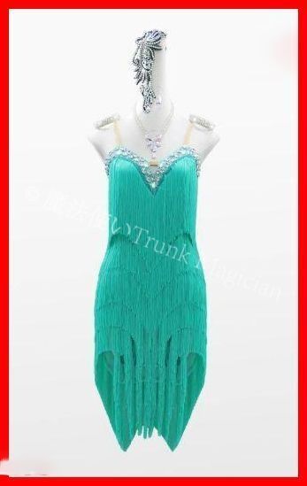 ラテンドレス ワンピース フリンジドレス ミント 色変更可 オーダーメイド