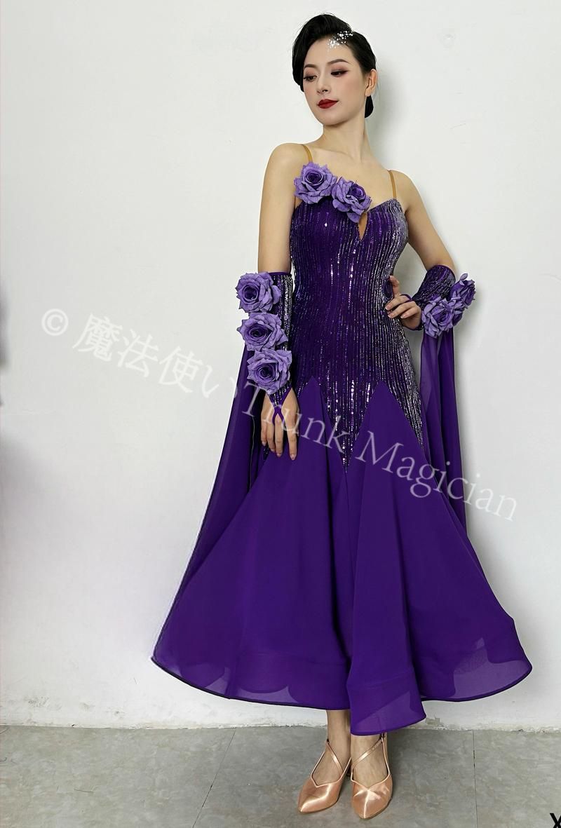 新品未使用】社交ダンスドレス ラテンドレス 薔薇 モダンダンス