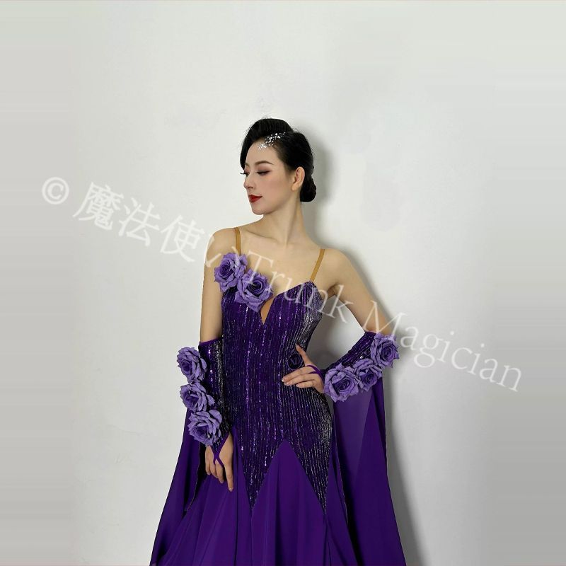 新品未使用】社交ダンスドレス ラテンドレス 薔薇 モダンダンス