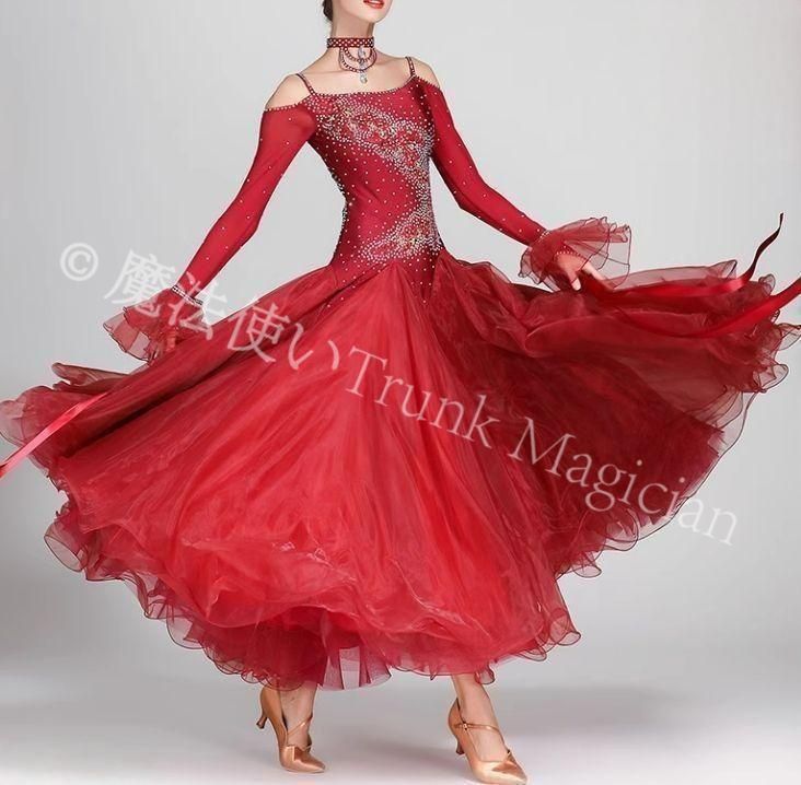 ♥ ♥社交ダンスドレス スタンダードドレス モダンダンス 刺繍 オーダーメイド 撮影会 舞台 イベント CWF1205P491